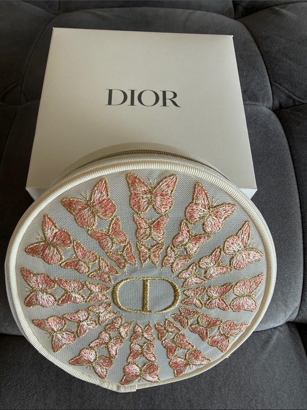 🆕 Dior Round Butterfly Cosmetic Pouch